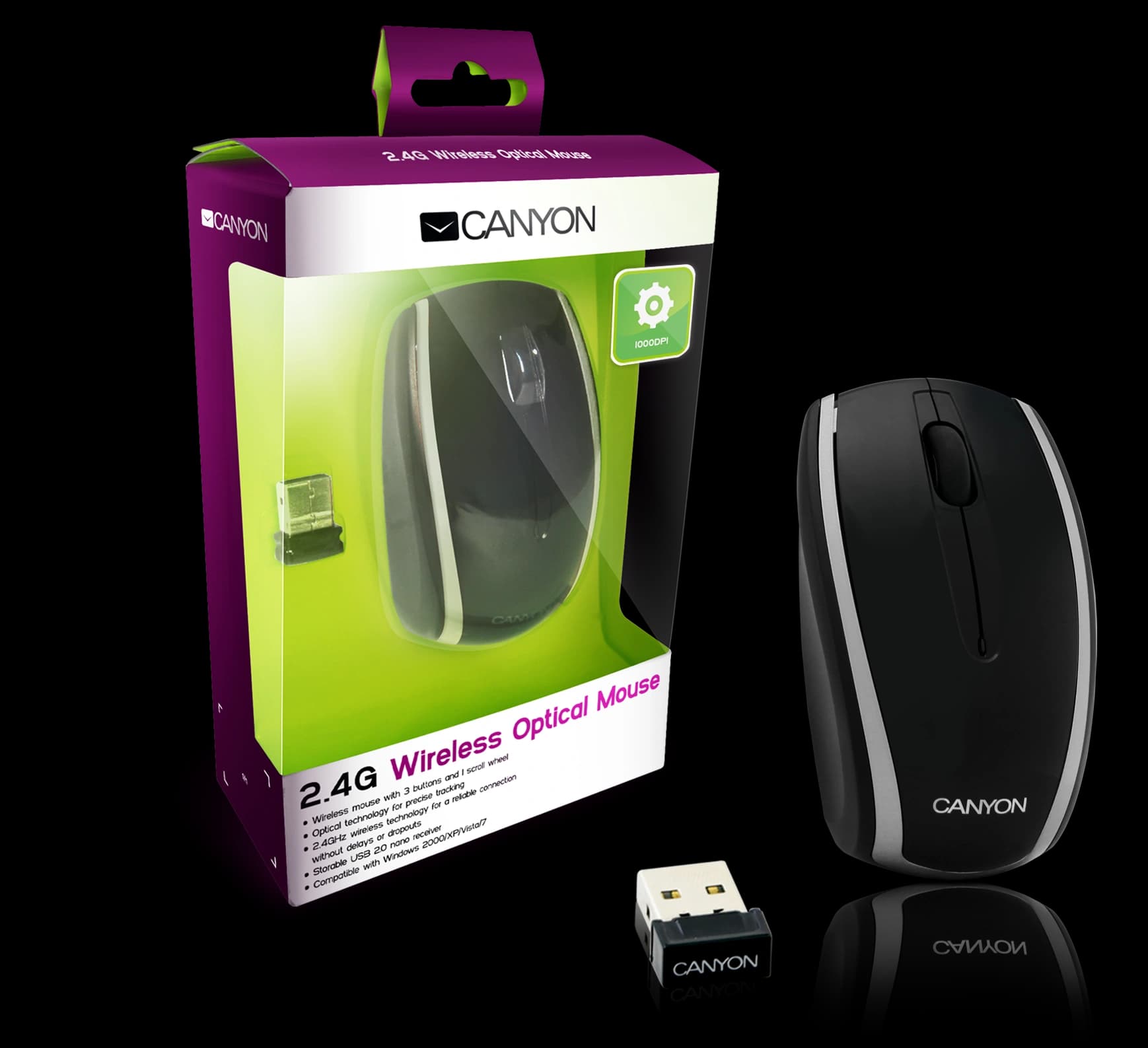 Mouse Canyon Cnr-Msow03ns 4 Btn 2.4ghz