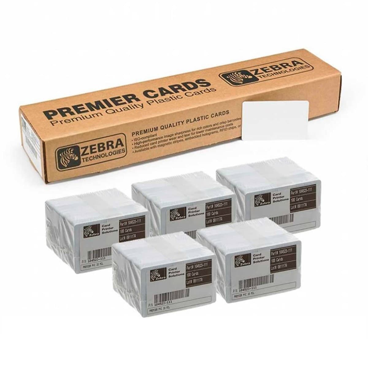 Zebra 104523-111 - Tarjetas Pvc Blancas. 30 Mil (500 Piezas)