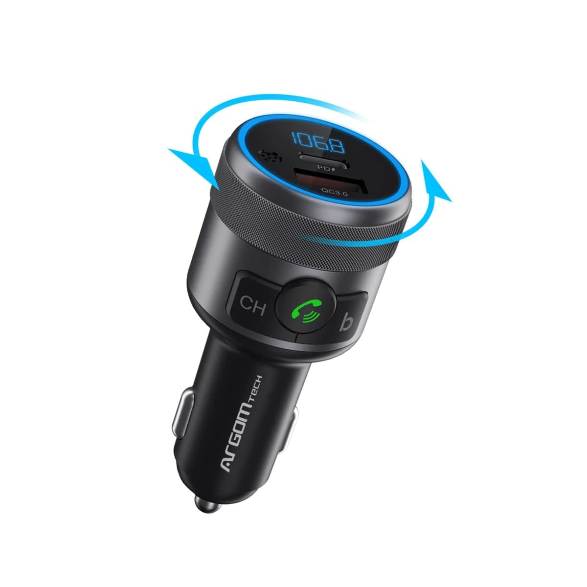 Cargador De Auto 2 Puertos De Carga Rapida + Bluetooth Argom