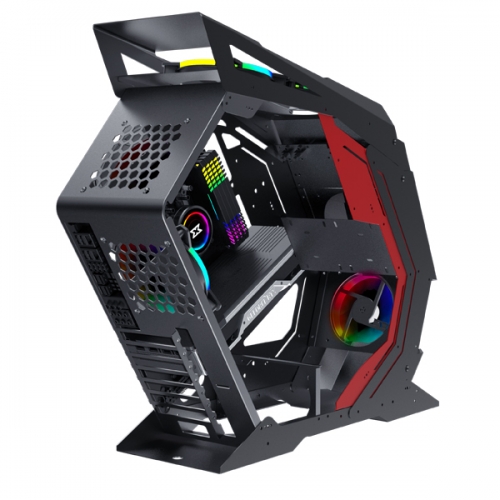 GABINETE XIGMATEK PERSEUS BLACK AND RED ATX 5 FAN RGB CON CO