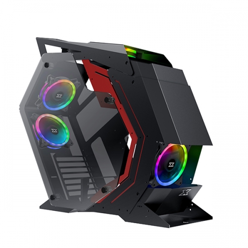 GABINETE XIGMATEK PERSEUS BLACK AND RED ATX 5 FAN RGB CON CO