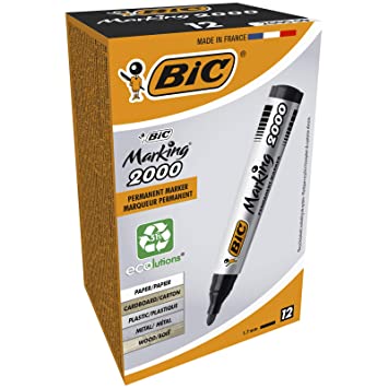 MARCADOR PERMANENTE BIC 2000 PUNTA CONICA NEGRO BOX X12U
