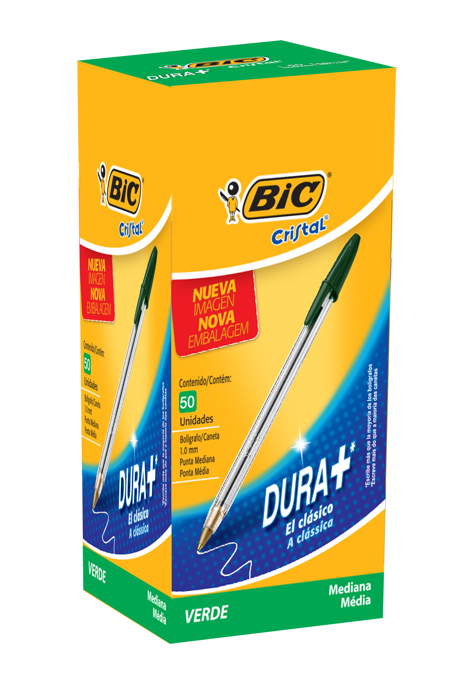 BOLIGRAFO BIC CRISTAL MEDIANO VERDE BOX X50U