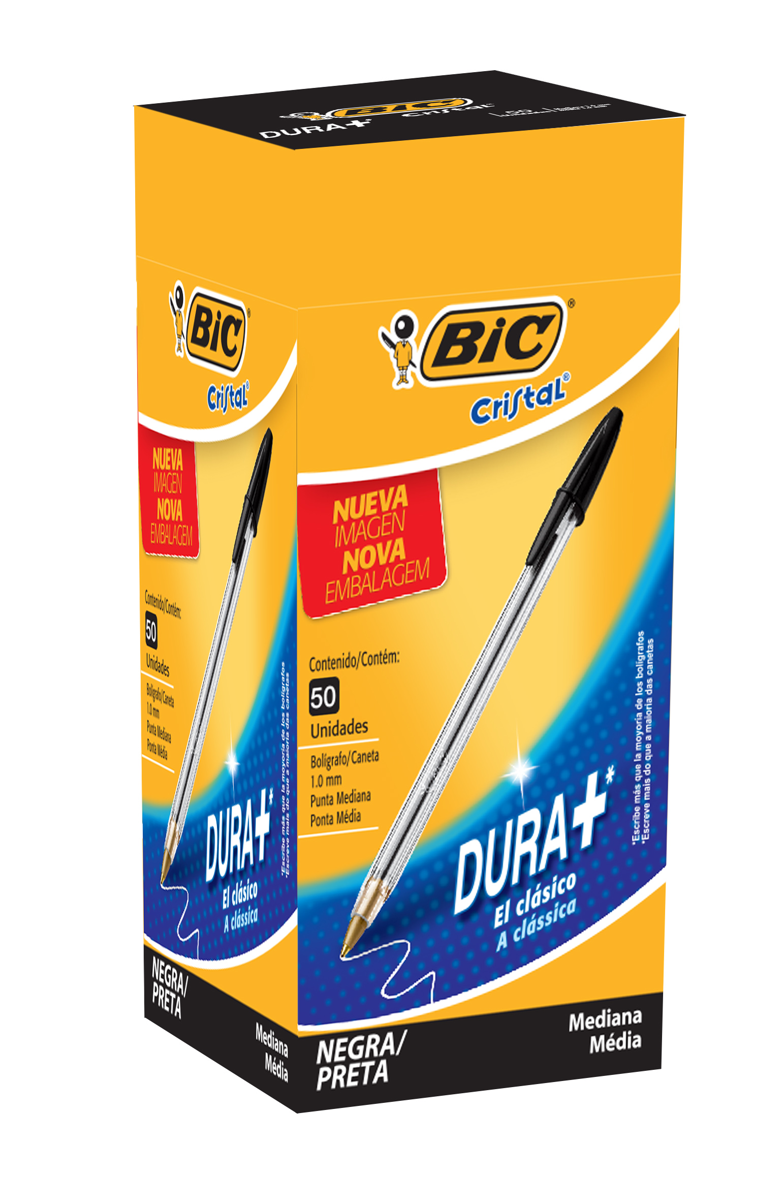 BOLIGRAFO BIC CRISTAL MEDIANO NEGRO BOX X50U