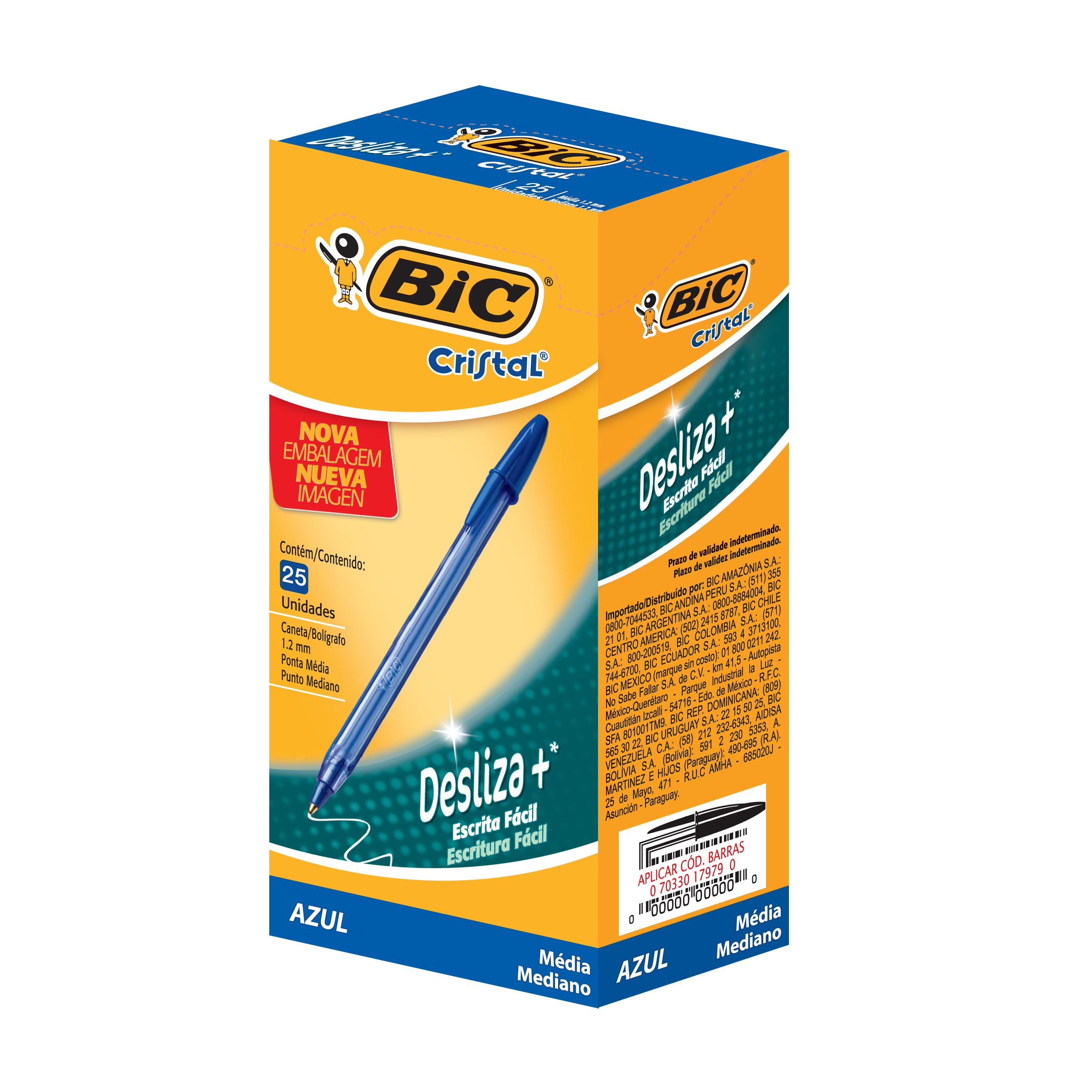 BOLIGRAFO BIC CRISTAL PUNTA 1.2MM AZUL BOX X25U