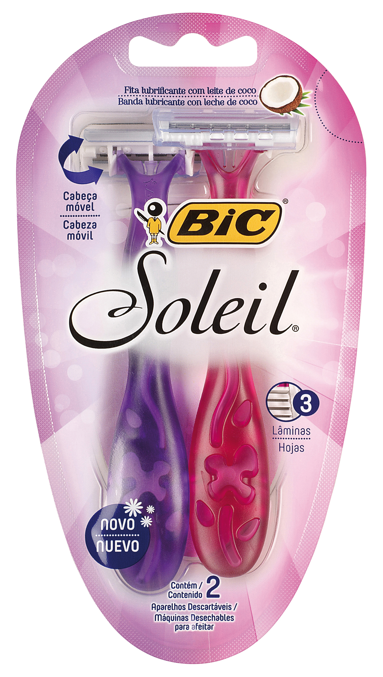 AFEITADORA BIC FEMENINA SOLEIL ROSA&LILA BLISTER X2U