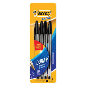 BOLIGRAFO BIC CRISTAL MEDIANO NEGRO BLISTER X4U