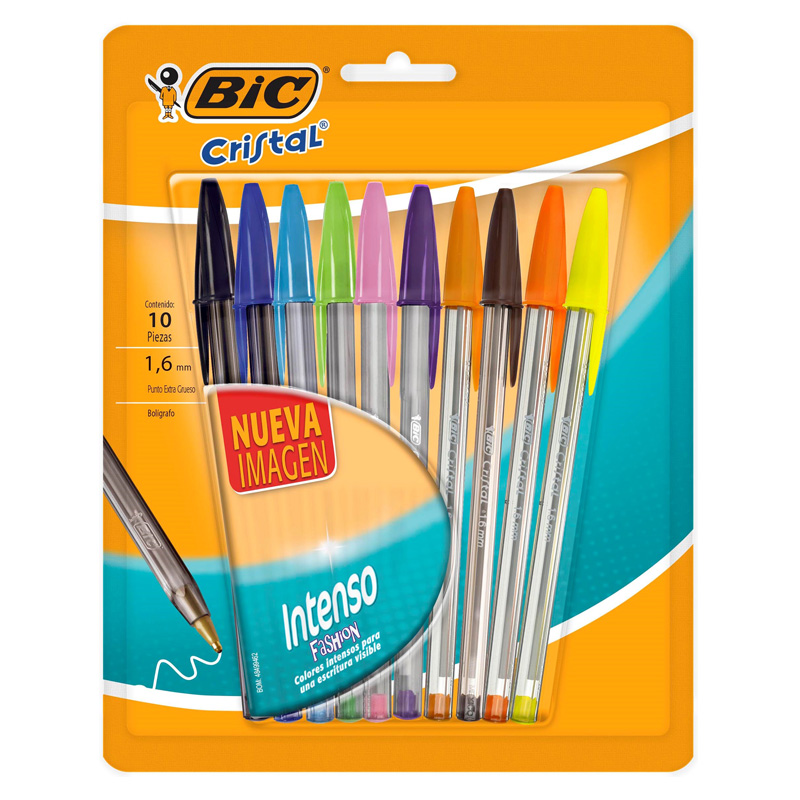 BOLIGRAFO BIC CRISTAL PUNTA 1.6MM SURTIDO BLISTER X10U