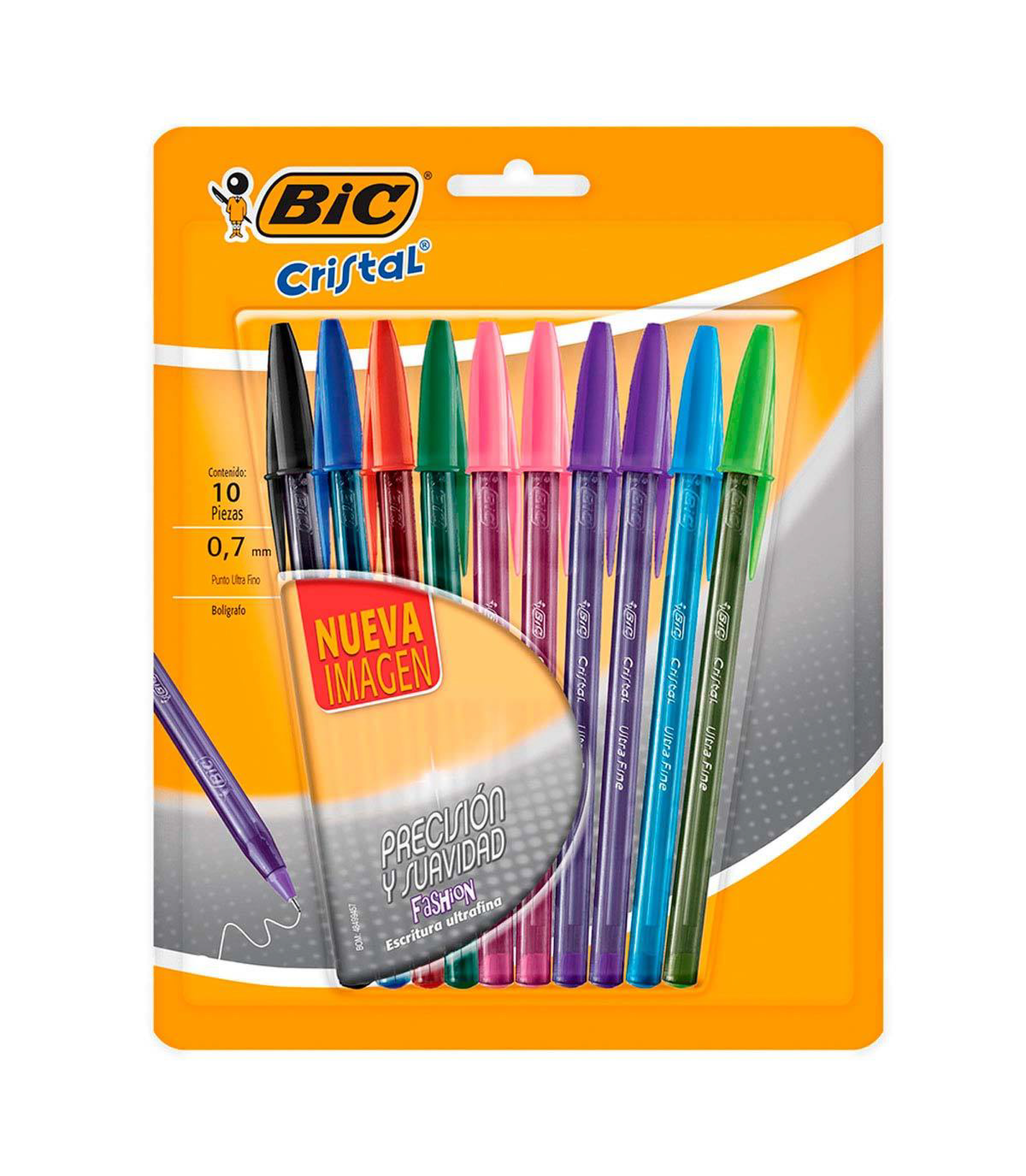 BOLIGRAFO BIC CRISTAL PUNTA ULTRAFINA 0.7MM SURTIDO BLISTER