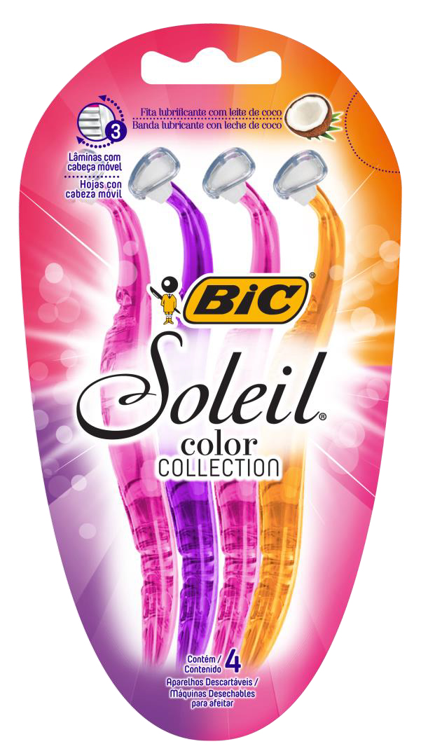 AFEITADORA BIC FEMENINA SOLEIL SURTIDA BLISTER X4U