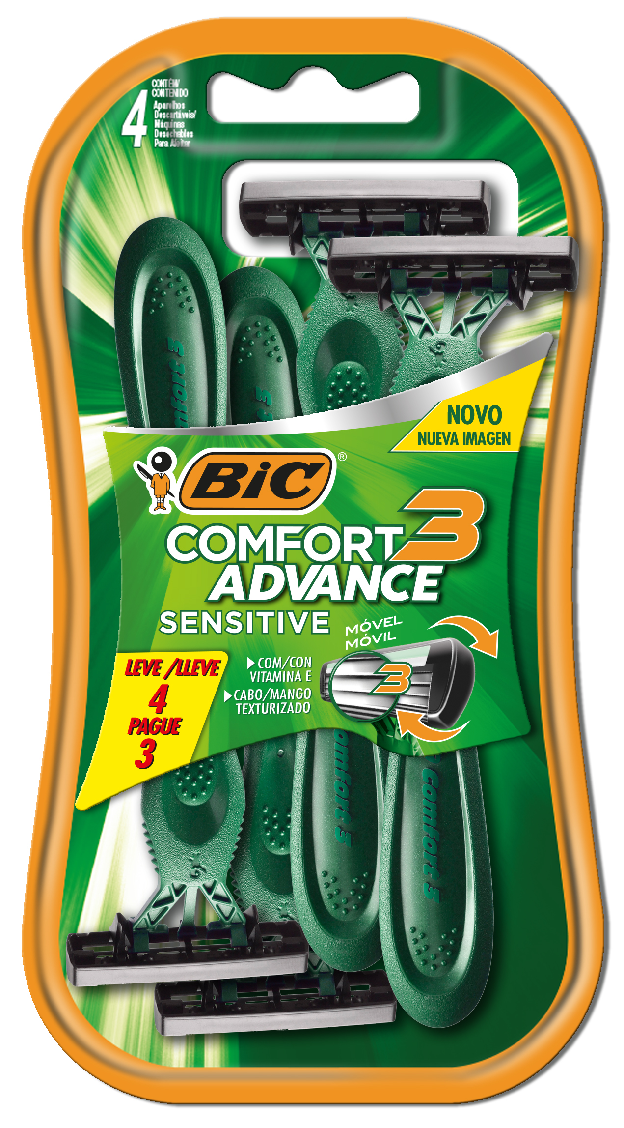 AFEITADORA BIC COMFORT 3 ADVANCE SENSITIVE BLISTER X4U