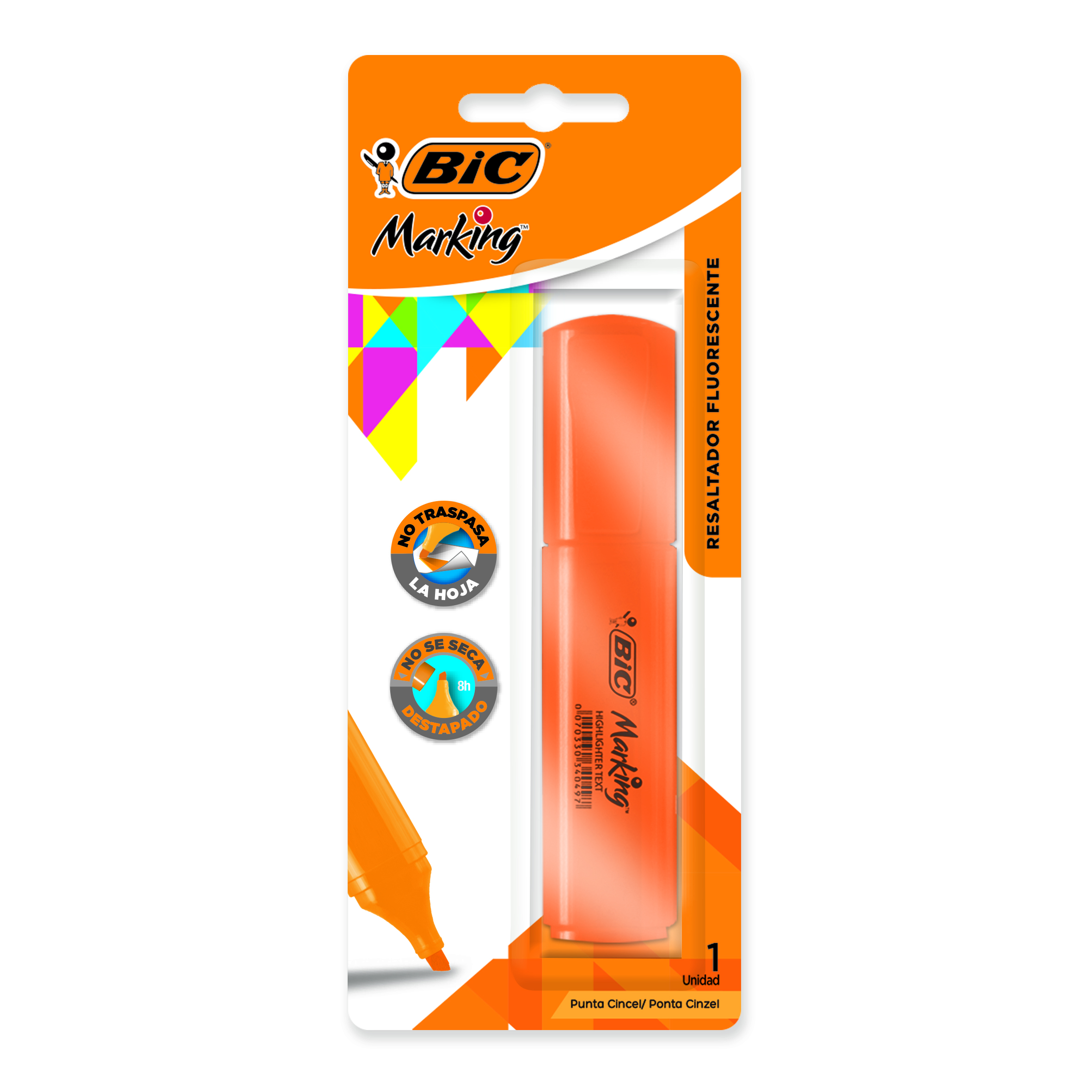 RESALTADOR CHATO BIC BRITE LINER TEXT NARANJA BLISTER X1U
