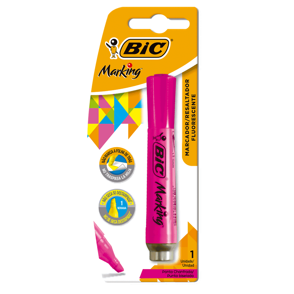 RESALTADOR BIC ROSA BLISTER X1U