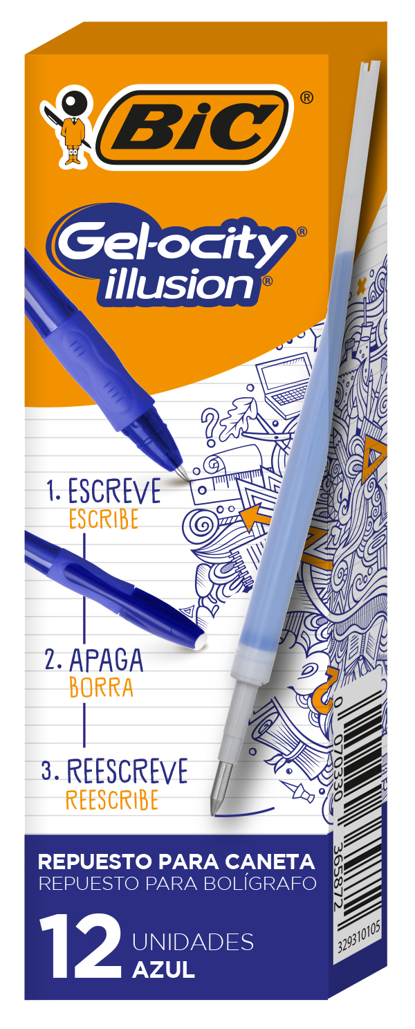 REPUESTO GELOCITY ROLLER BORRABLE BIC AZUL BOX X12U