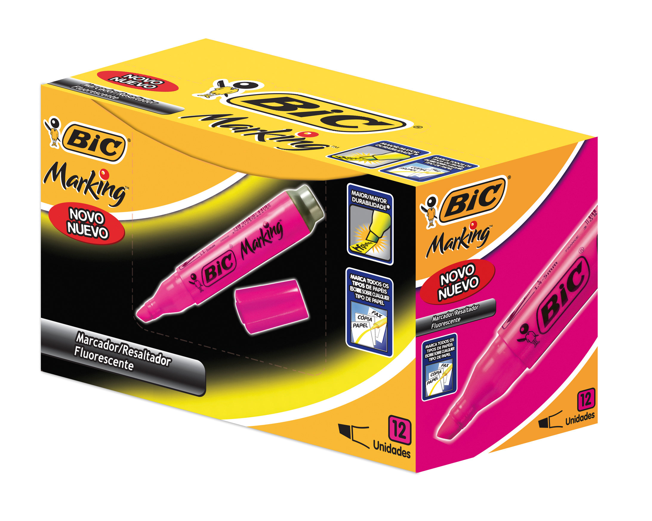 RESALTADOR BIC ROSA BOX X12U