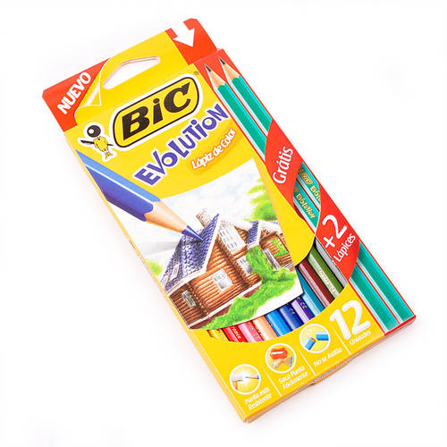 LAPICES DE COLOR BIC EVOL. LARGO ESTUCHE X12U + 2 GRAFITO HB