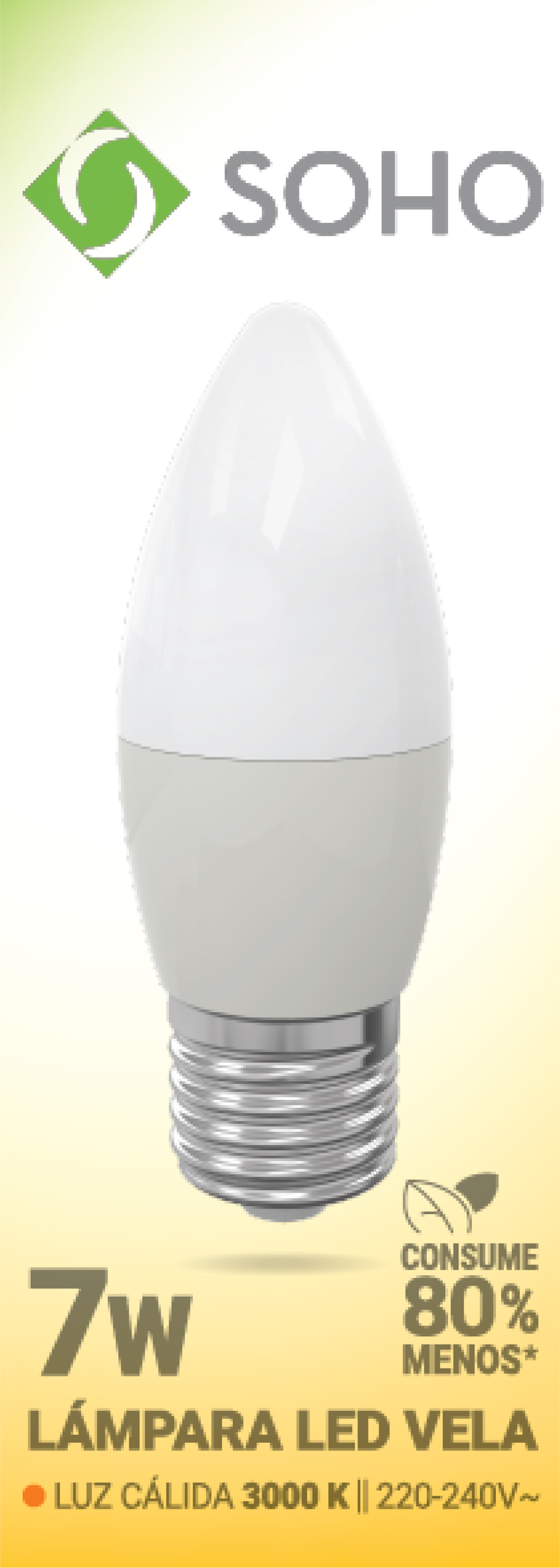 LAMPARA SOHO VELA LED E27 7W CALIDA X 10 UNIDADES