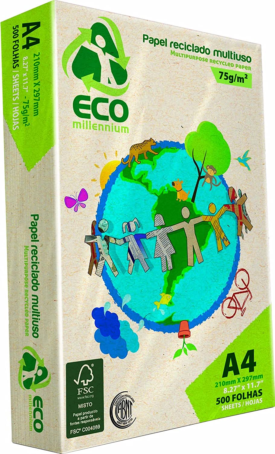 PAPEL ECO MILLENNIUM A4 75G CX C/ 10 PCT
