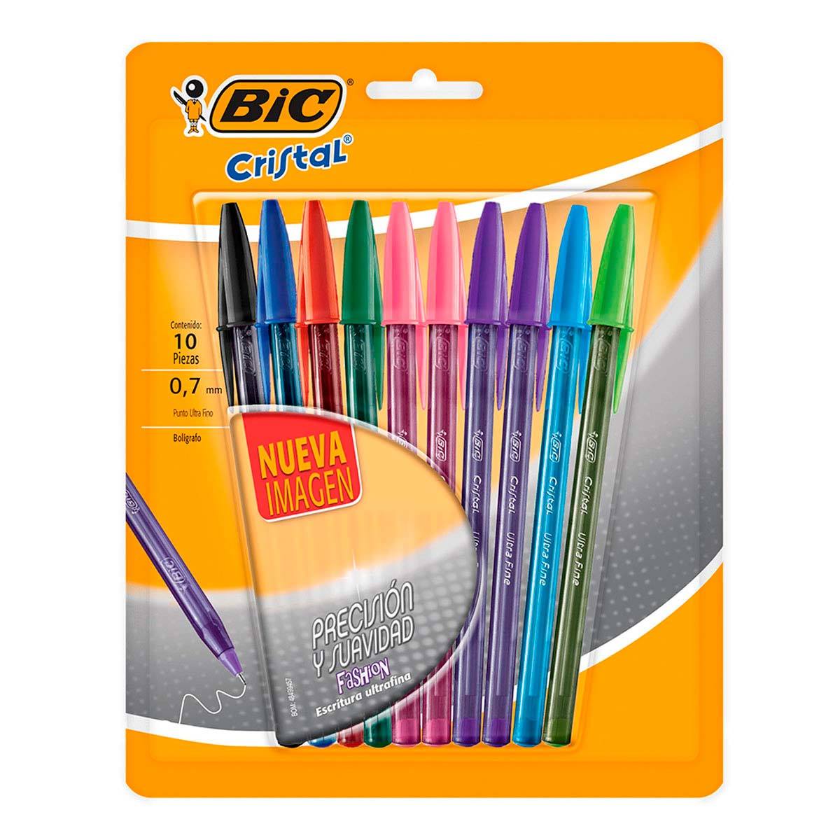 BOLIGRAFO BIC CRISTAL PUNTA ULTRAFINA 0.7MM SURTIDO BLISTER