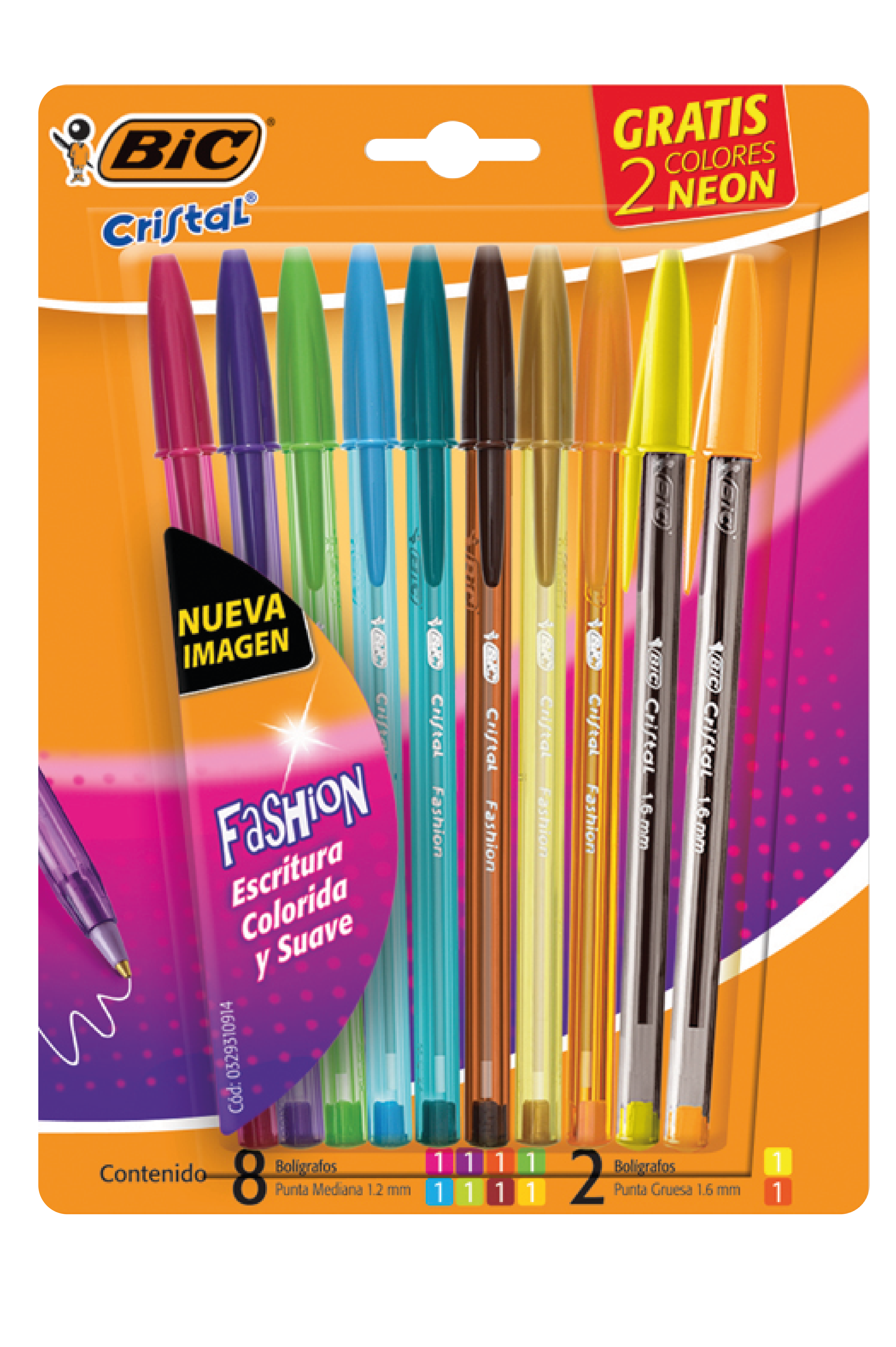 BOLIGRAFO BIC CRISTAL PUNTA 1.2MM FASHION SURTIDO BLISTER 8U