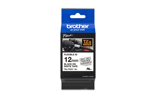 Cinta de Rotuladora Brother TZe-FX-231 Negro Sobre Blanco