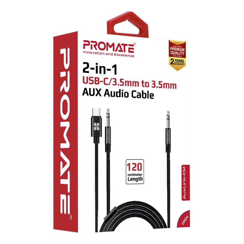 CABLE USB-C A 3,5MM PROMATE AUXLINK-CM 1,2 M NEGRO