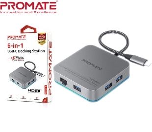 PROMATE NEXUS-C.GREY HUB USB C 87W USB-C PD/HDMI/LAN/3 USB
