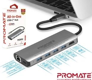 PROMATE UNIPORT-C.GREY HUB USB-C 87W PD/HDMI/LAN/4 USB 3.0
