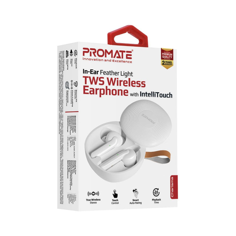 AURICULARES TWS PROMATE CHARISMA BT5.0 C/ BASE CARGA BLANCO