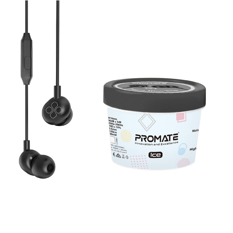 AURICULARES C/ MICROFONO PROMATE ICE.BLACK NEGRO