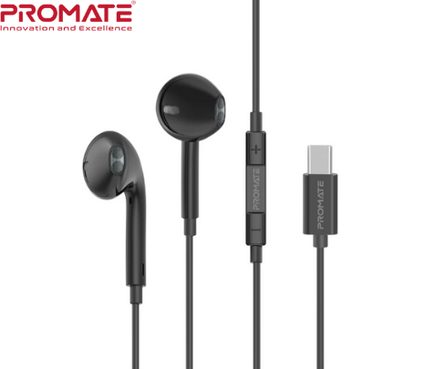 EARPHONES C/MICROFONO PROMATE GEARPOD-C2 USB-C NEGRO