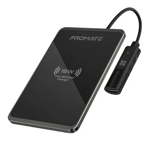 CARGADOR INALAMBRICO 15W PROMATE AURCARD 15W VIDRIO TEMP