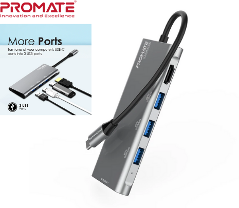 PROMATE LINKHUB-C2 HUB USB-C HDMI 3 USB 3.0 MICROSD SD