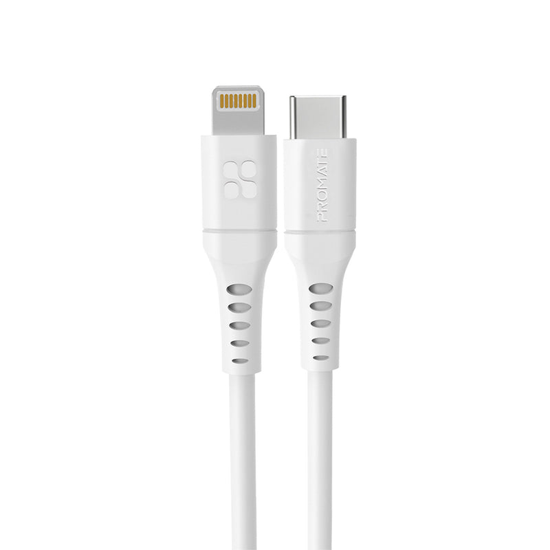 CABLE USB-C A LIGHTNING 1.2M PROMATE POWERLINK-120 WHITE