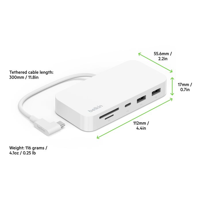 ADAPTADOR HUB USB-C 6 EN 1 BELKIN INC011TTWH MULTIPORT