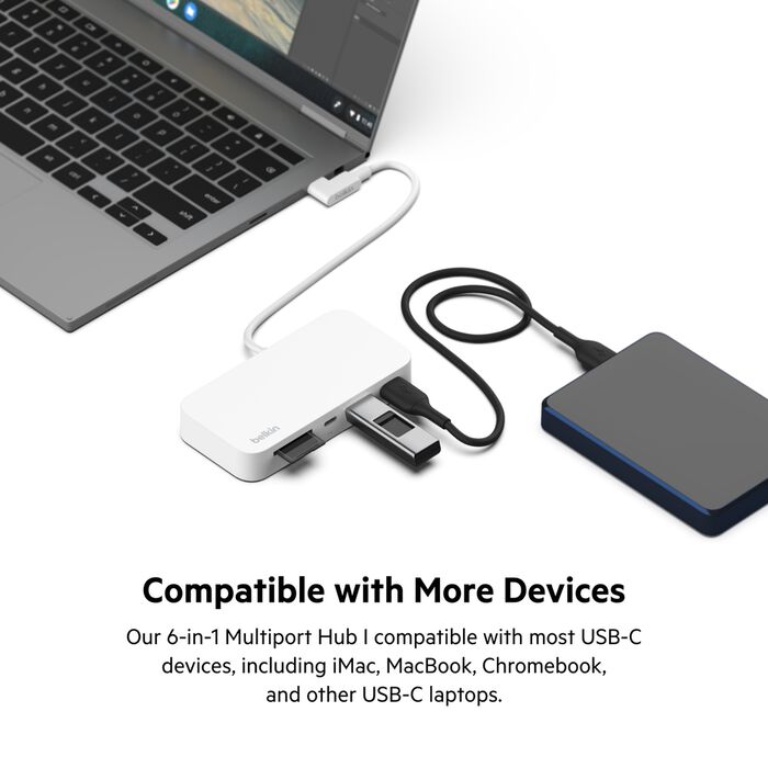 ADAPTADOR HUB USB-C 6 EN 1 BELKIN INC011TTWH MULTIPORT