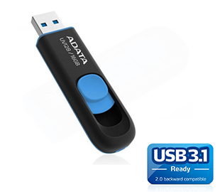 ADATA PENDRIVE UV128 16GB USB 3.1 NEGRO/AZUL AUV128-16G-RBE