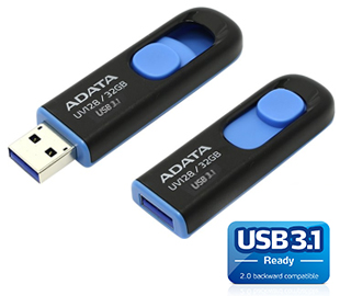 PENDRIVE USB 3.1 32GB ADATA UV128 NEGRO/AZUL AUV128-32G-RBE