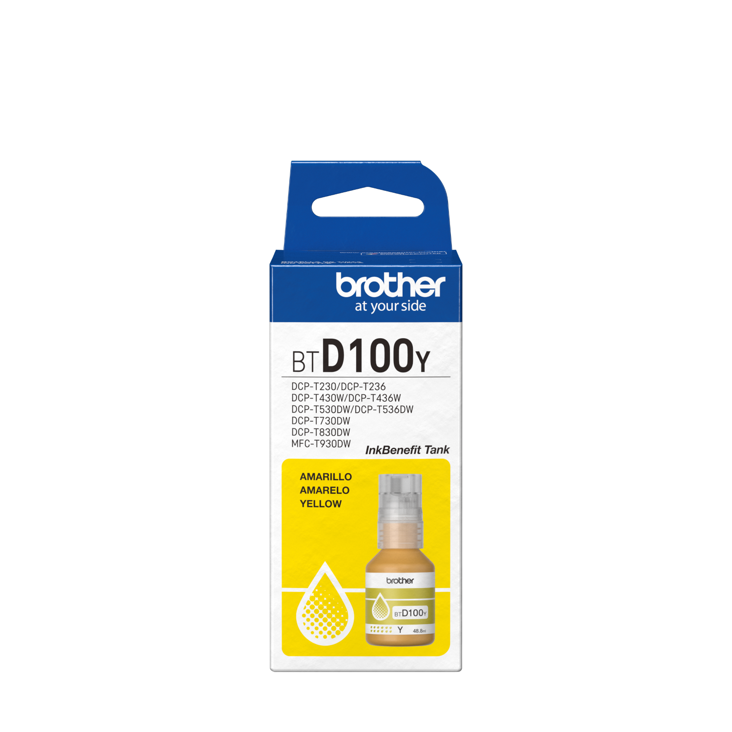 Botella de tinta BROTHER BTD100YMEX Color AMARILLO