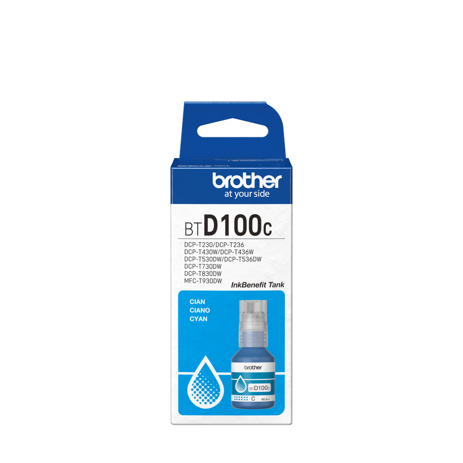 Botella de tinta BROTHER BTD100CMEX color CYAN