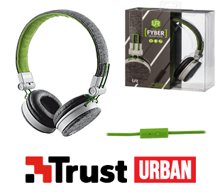TRUST UR 20080 HEADPHONES FYBER GRIS/VERDE (D)