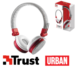 TRUST UR 20073 HEADPHONES FYBER GRIS/ROJO