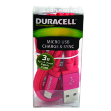 DURACELL LE2187 CABLE MICRO USB 3MTS ROSA