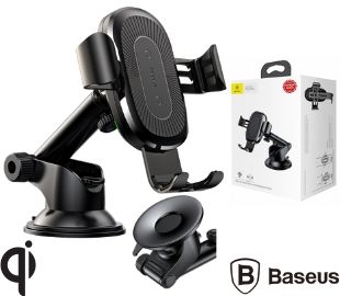 BASEUS WXYL-A01 SOPORTE Y CARGADOR INALAM. PARA AUTO NEGRO