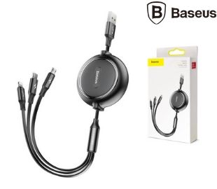 BASEUS CAMLT-JH01 CABLE RECTRACTIL 3EN1 PARA M+L+T 1.2M NGO