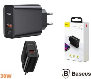 BASEUS CCFS-C01 CARGADOR DE PARED 1USB +1USB USB-C 30W NGO