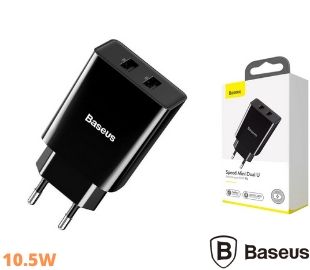 BASEUS CCFS-R01 CARGADOR DE PARED MINI DUAL 2USB 10.5W NEGRO