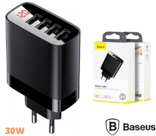 BASEUS CCJMHB-B01 CARGADOR RAPIDO DE PARED 4USB 30W NEGRO