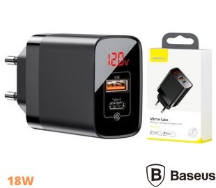 BASEUS CCJMHC-A01 CARGADOR PARED 1USB 1 USB-C 18W NEGRO