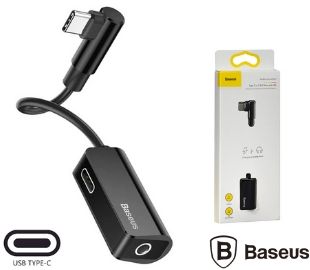 BASEUS CATL45-01 ADAPTADOR USB-C A USB-C Y 3.5MM L45 NEGRO